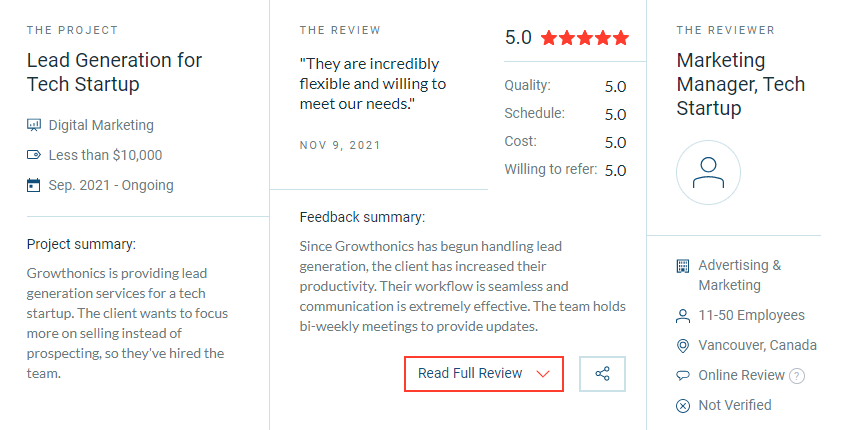 Clutch 5 Star Review